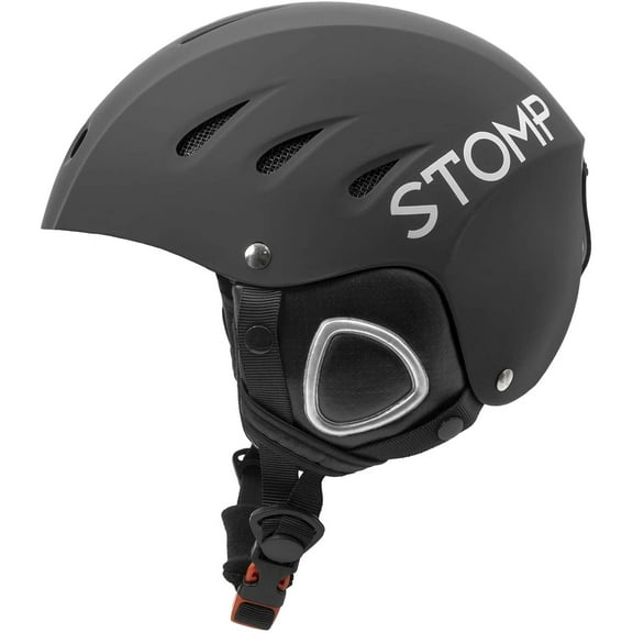 STOMP Ski & Snowboarding Snow Sports Helmet With Build-In Pocket in Ear Pads For Wireless Drop-In Headphone (Matte Black, Small)