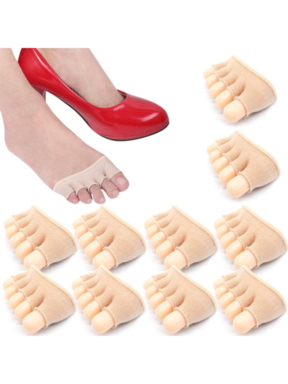 10 Pairs Cotton Toe Topper Socks for Women Peep Toe Socks Forefoot Socks Toe Cover Half Palm Socks for Pumps and Peas Shoes