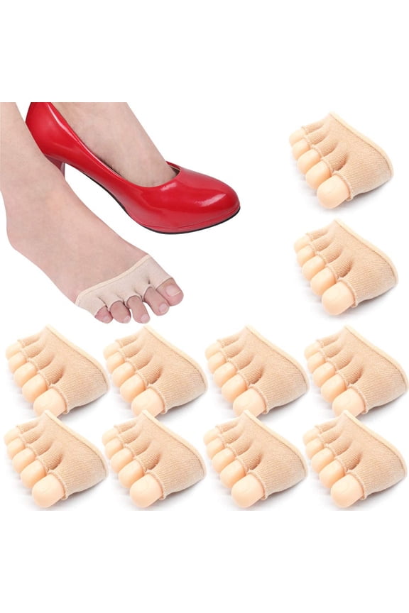 10 Pairs Cotton Toe Topper Socks for Women Peep Toe Socks Forefoot Socks Toe Cover Half Palm Socks for Pumps and Peas Shoes