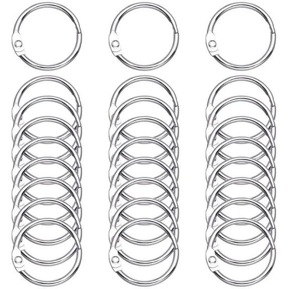 STONCEL 100PCS Loose Leaf Binder Rings, 1 Inch Diameter Nickel Plated Steel Office Book Rings for Flash Cards, Index Cards and Loose Paper, Key Rings for School, Office, Home