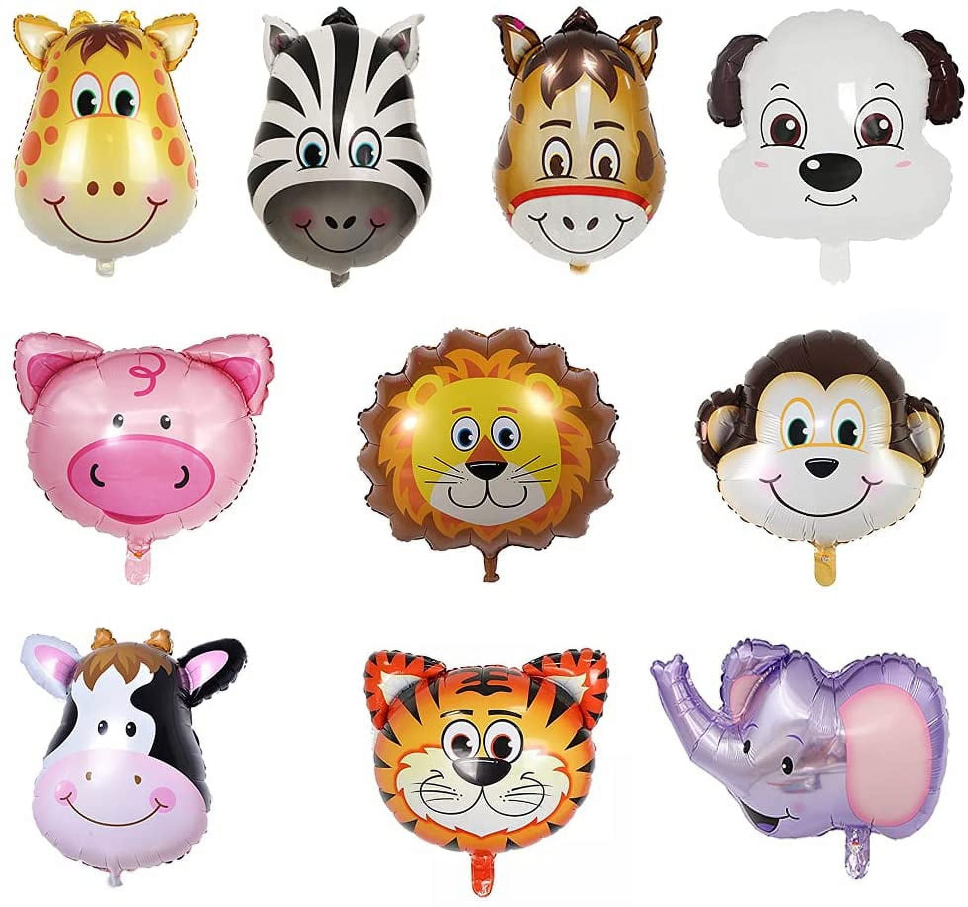 STONCEL 10PCS Animal Balloons, 25Inch Giant Zoo Animal Balloons Kit, Jungle Safari Animals Theme Birthday Party Decorations for Kids Gift Baby Shower Party Supplies
