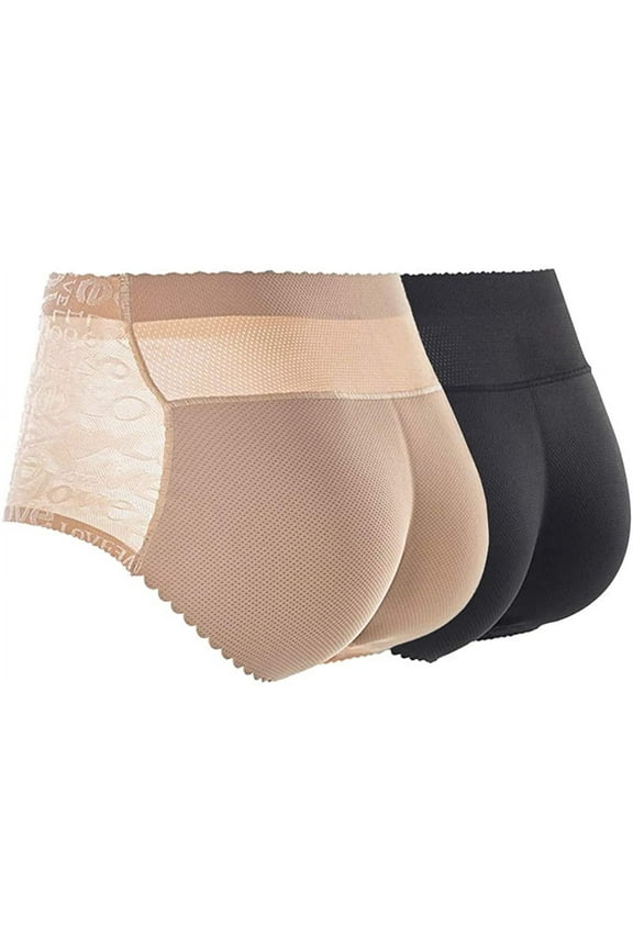 2 Pack Hip Enhancer Butt Lifted Underwear Seamless Fake Padded Briefs Shapewear Pantie Body Shorts for Women Ladies