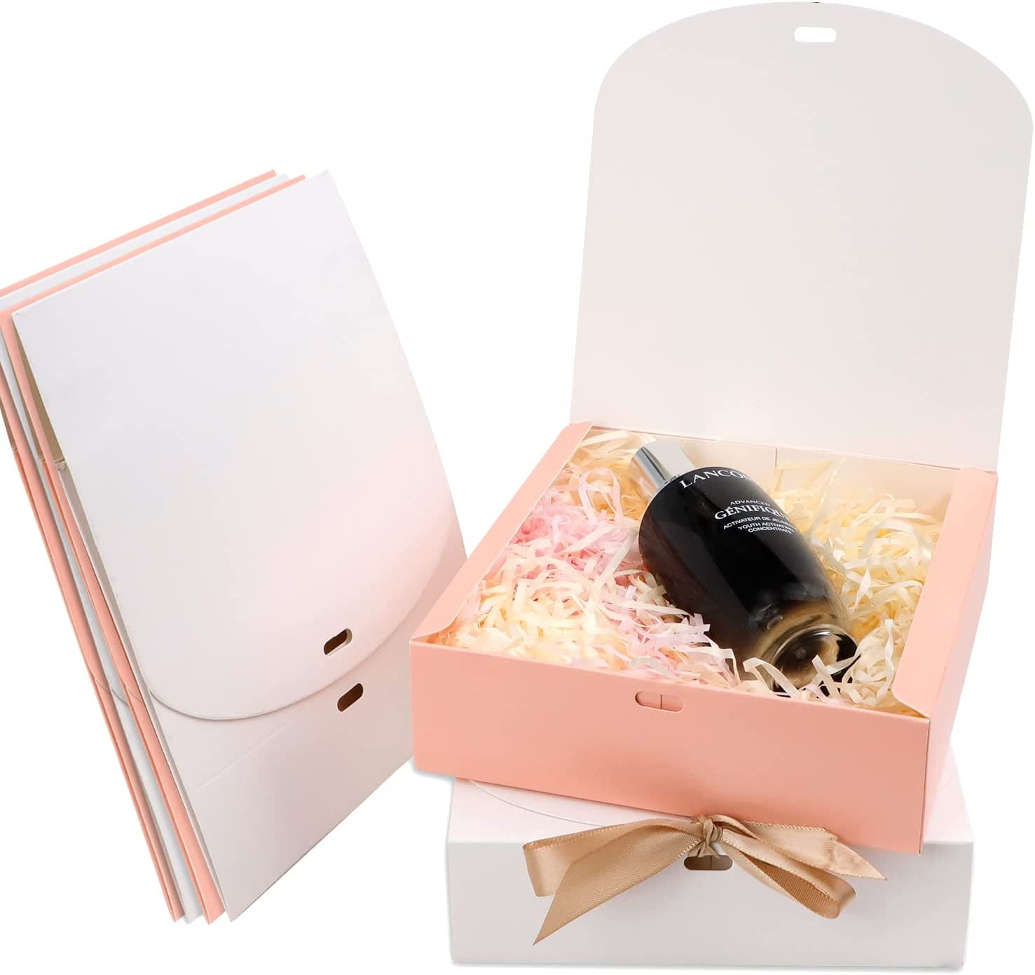 STONCEL 24PCS Gift Boxes with Lids Gifts Wrap Boxes, Kraft Paper Gift Boxes 6.5x6.5x1.97in Bow