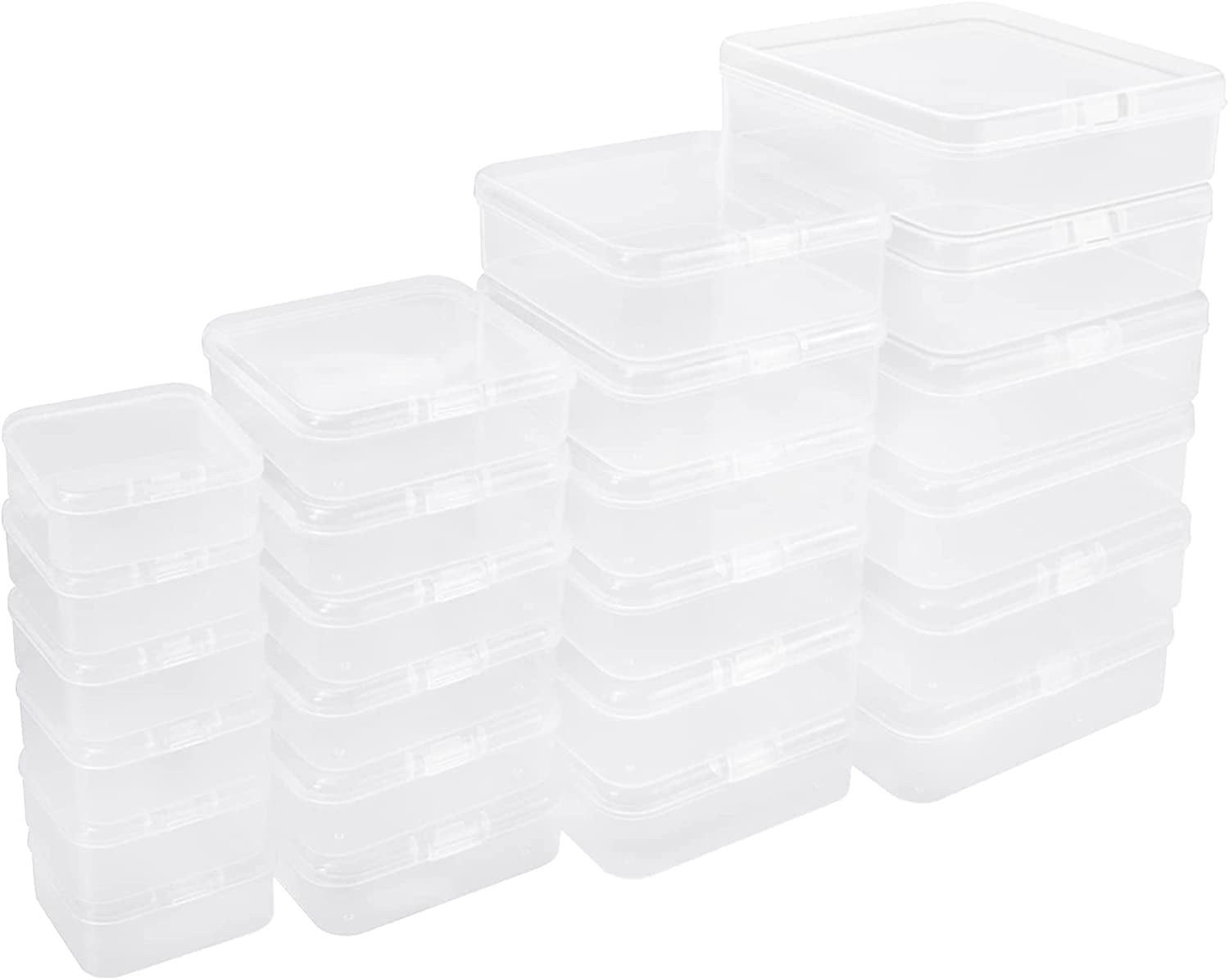 STONCEL 24PCS Mini Plastic Clear Storage Box, Containers Box with ...