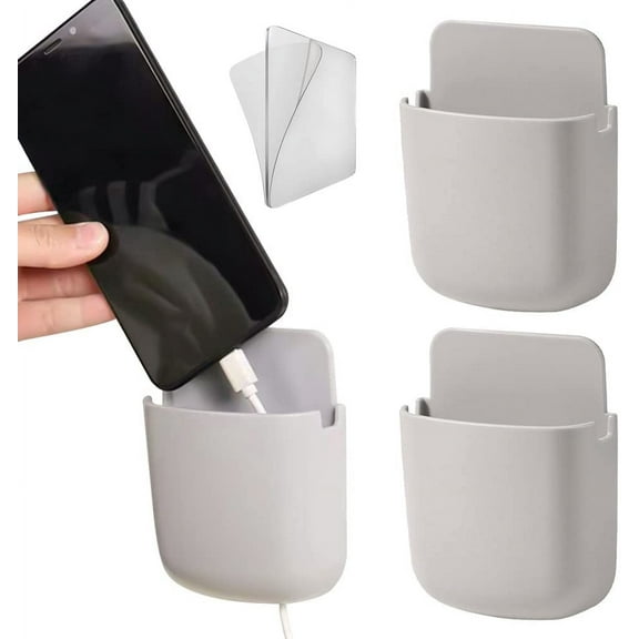 STONCEL 3 Pack Remote Control Holder Wall Mount Storage Box, Adhesive Phone Charging Organizer, Pen Holder for Home Office School Cabinet door
