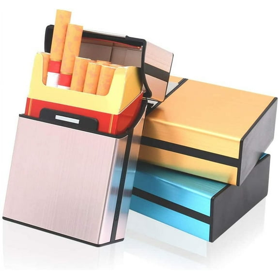 STONCEL 3 Pcs Metal Cigarette Box Case Holder (20 Capacities), Cigarette Cigar Protective Cover Box, Brushed Aluminum Cigarette Case, Hard Box with Solid Magnetic Flip Top Closure (3 Colors, for Men)