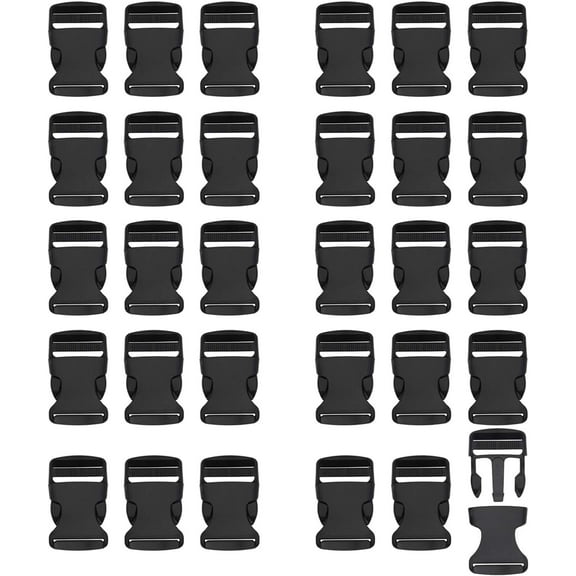 STONCEL 30 PCS 1 1/4 Inch Wide Black Adjustable Buckles Plastic Side Release Buckles