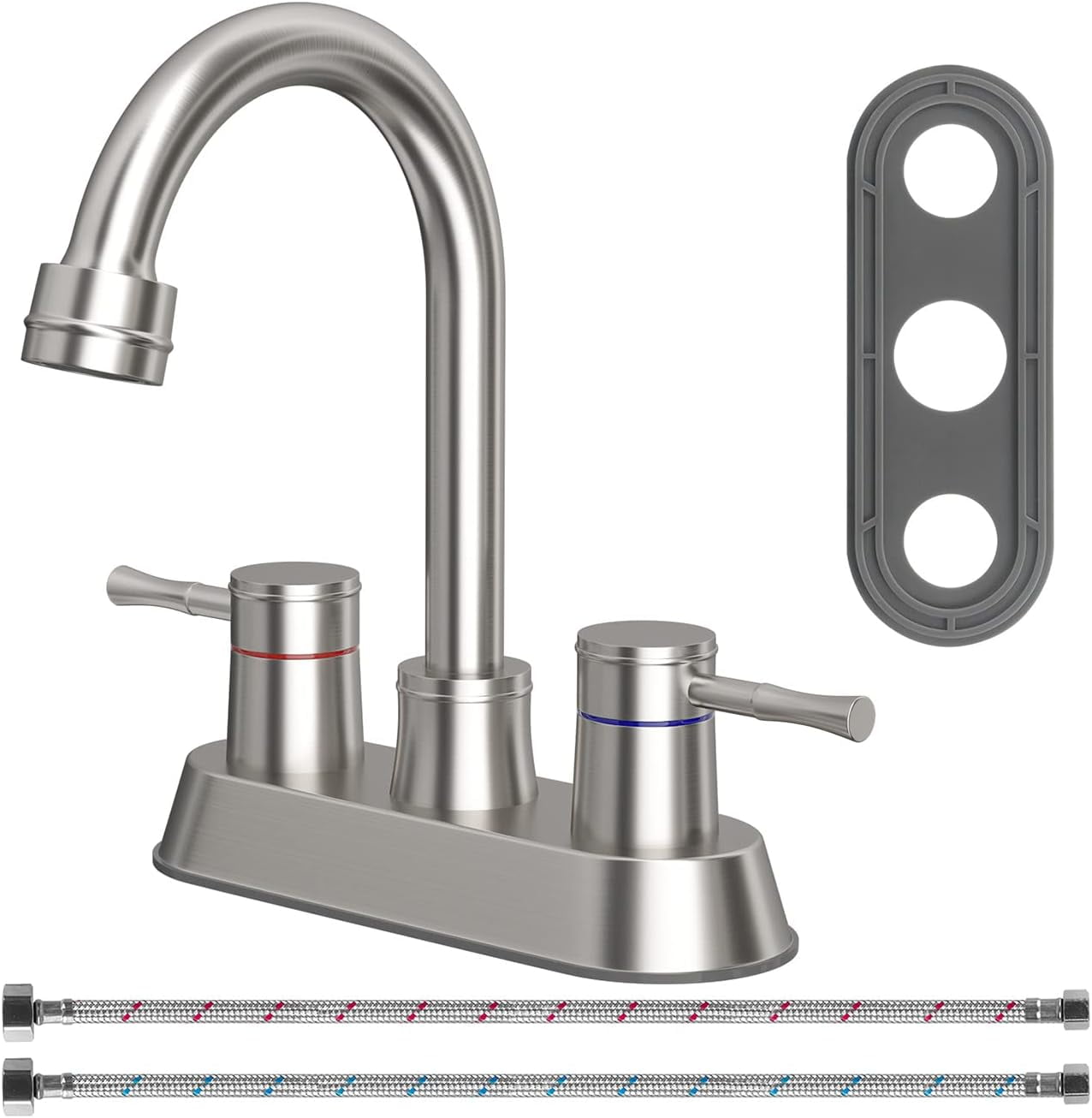 STONCEL 360 Swivel Spout Bathroom Sink Faucet with 2 Water Supply Lines