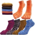 thumbnail image 1 of 5 Pairs Toe Socks for Women, Breathable Soft Ankle Socks Toe Separator Sock, Cotton Low Cut Five Finger Sock with Toes for Sports Working, 1 of 7