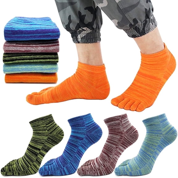 5 Pairs Toe Socks for Men, Breathable Soft Ankle Socks Toe Separator Sock, Cotton Low Cut Five Finger Sock with Toes for Sports Working