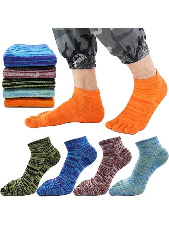 5 Pairs Toe Socks for Men, Breathable Soft Ankle Socks Toe Separator Sock, Cotton Low Cut Five Finger Sock with Toes for Sports Working