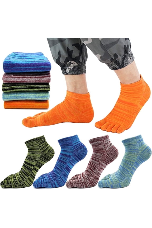 5 Pairs Toe Socks for Men, Breathable Soft Ankle Socks Toe Separator Sock, Cotton Low Cut Five Finger Sock with Toes for Sports Working