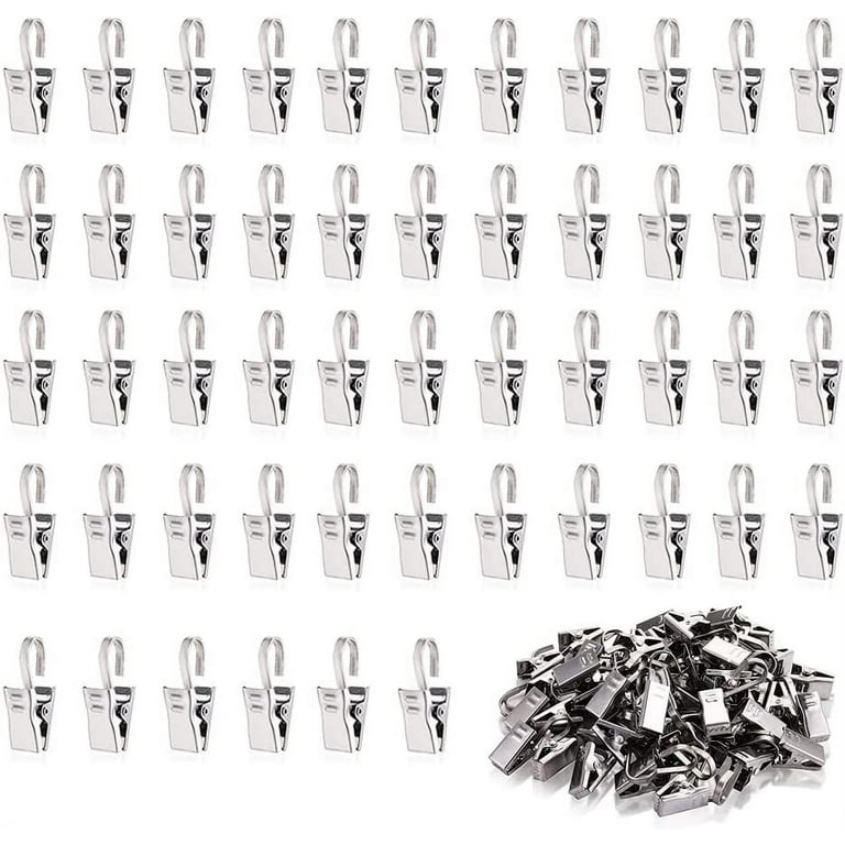 VEGCOO Metal Curtain Hooks, 35 Pcs Black Shower Curtain Rings  32mm/1.26Inch, Curtain Clips with Rings for Curtain Rods No Drilling,  Curtain Rings for Bathroom/Living Room/Kitchen/Bedroom/Office Use 