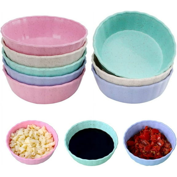 STONCEL 8 Pack Dipping Bowls Soy Sauce Dish Seasoning Plates, Dishes Bowls Plastic Dipping Multicolor Mini Appetizer Plates