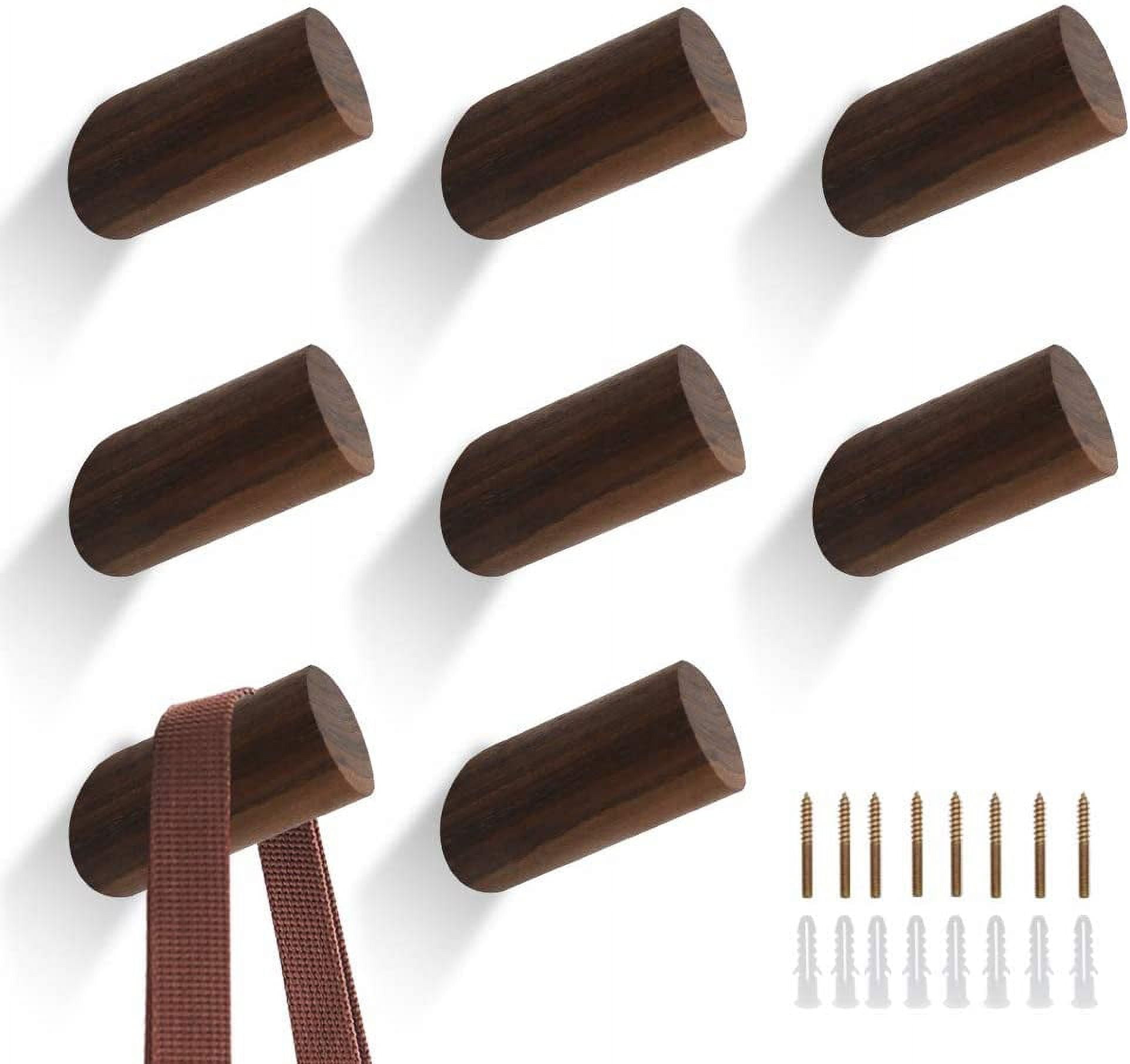STONCEL 8PCS Wooden Coat Hooks for Wall, Wood Wall Hat Hook for Closet ...