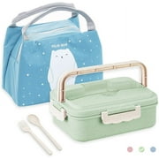 STONCEL Bento Box and Lunch Box, Wheat Straw, Come with Lunch Bag, Spoon and Fork, Microwaveable, 1000ml