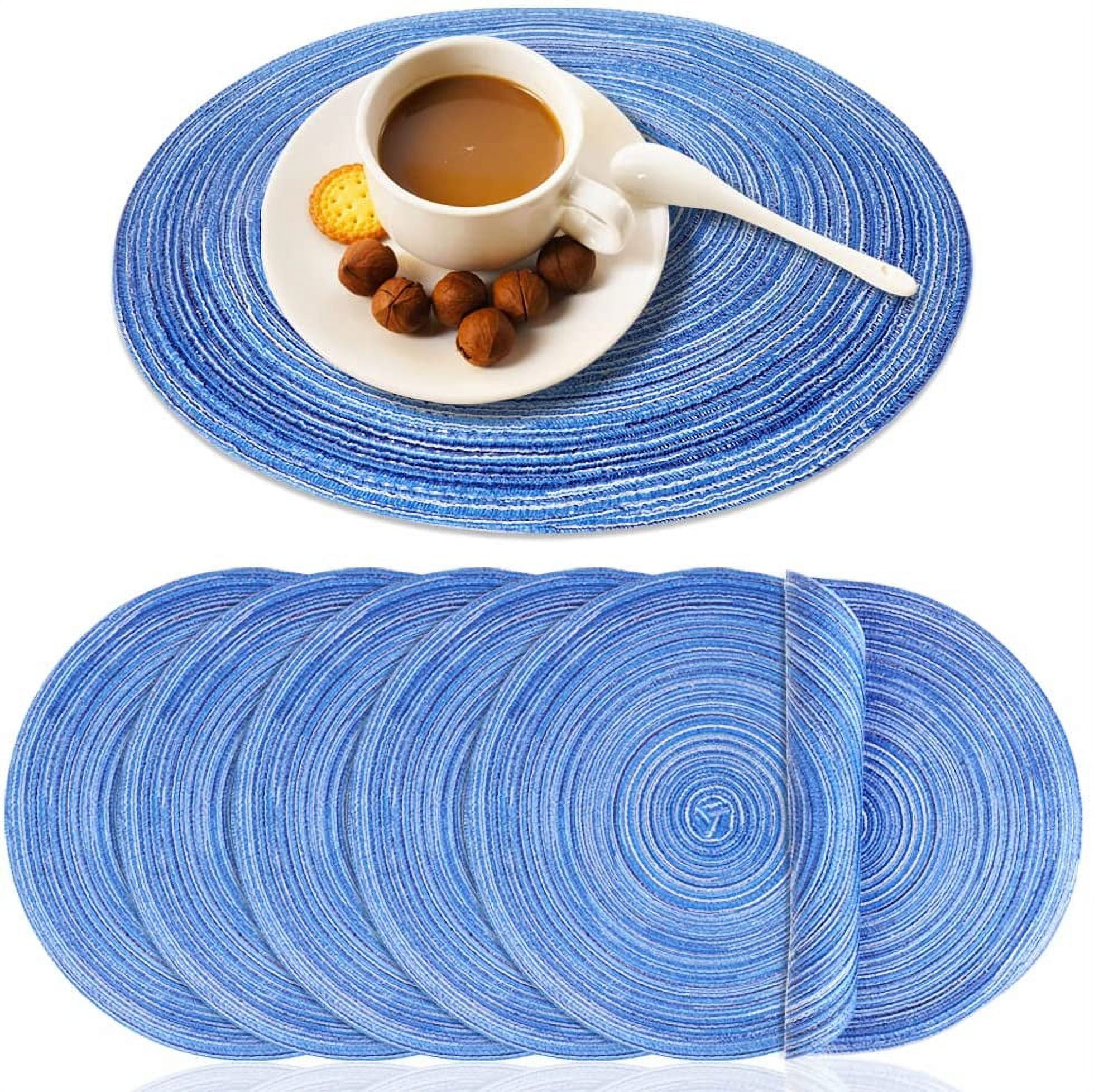 STONCEL Circular Placemats Set of 6 Washable Wipeable Placemats for