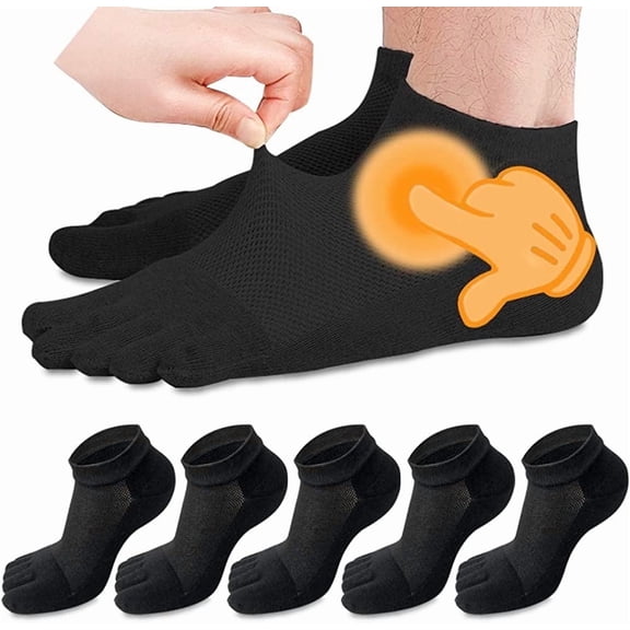 STONCEL Men's 5-Pack Low-Cut Toe Socks, Breathable and Soft Cotton
