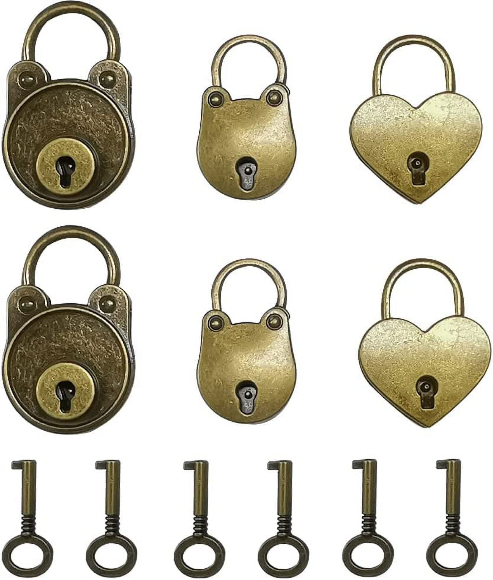 STONCEL Mini Padlocks with Keys, 6 Pieces, Vintage Antique Style