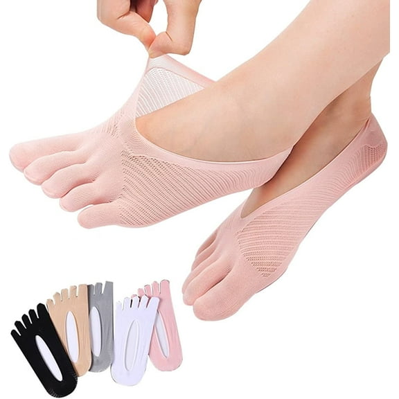 STONCEL 5 Pairs Women Toe Socks Five Finger Socks Soft and Breathable Low Cut Ankle Socks Silk Stockings for Girls Women, Mix