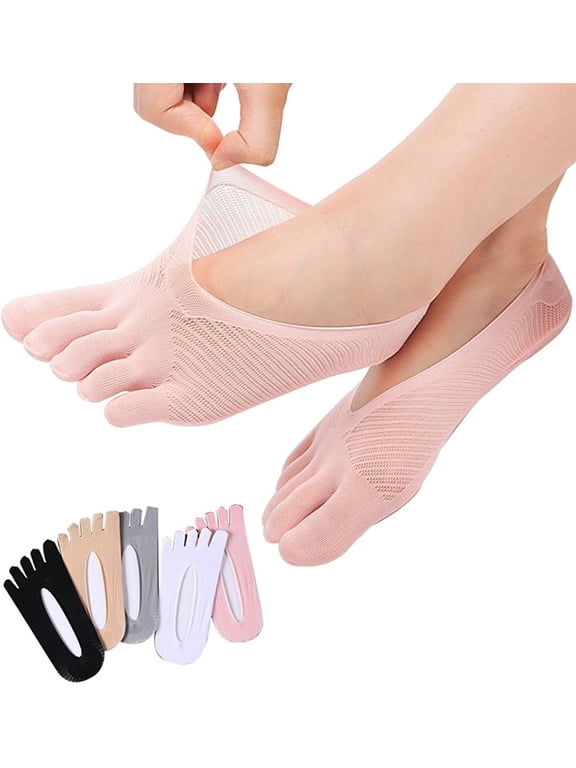 5 Pairs Women Toe Socks Five Finger Socks Soft and Breathable Low Cut Ankle Socks Silk Stockings for Girls Women, Mix