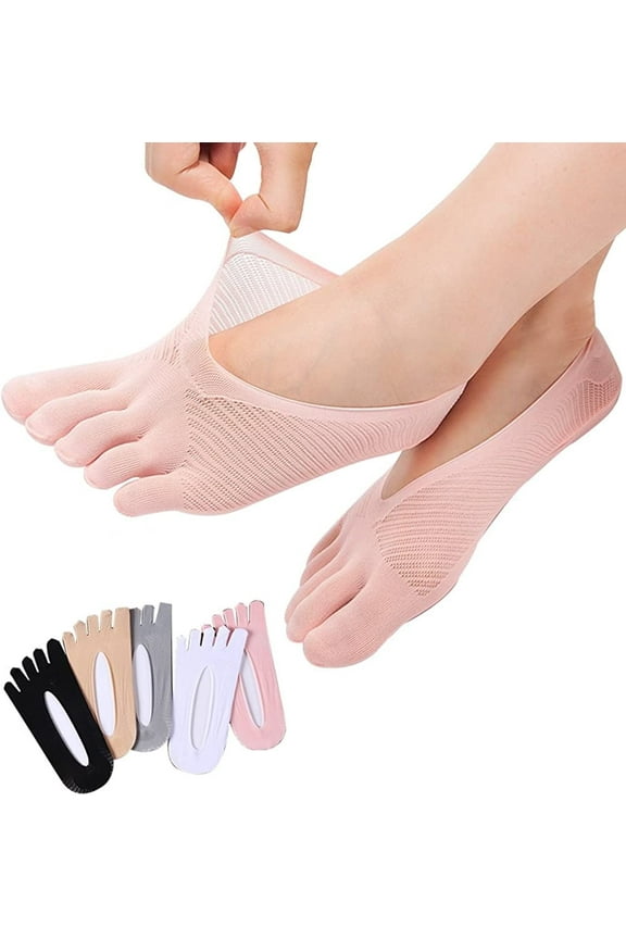 5 Pairs Women Toe Socks Five Finger Socks Soft and Breathable Low Cut Ankle Socks Silk Stockings for Girls Women, Mix