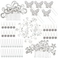 thumbnail image 1 of 48 Pieces Wedding Hair Comb Hair Pins Set, FULANDL Faux Crystal Pearl Bridal Hair Accessories, Rhinestone Bridal Side Combs U-shaped Butterfly Flower Hair Clips for Women Girls, 1 of 7