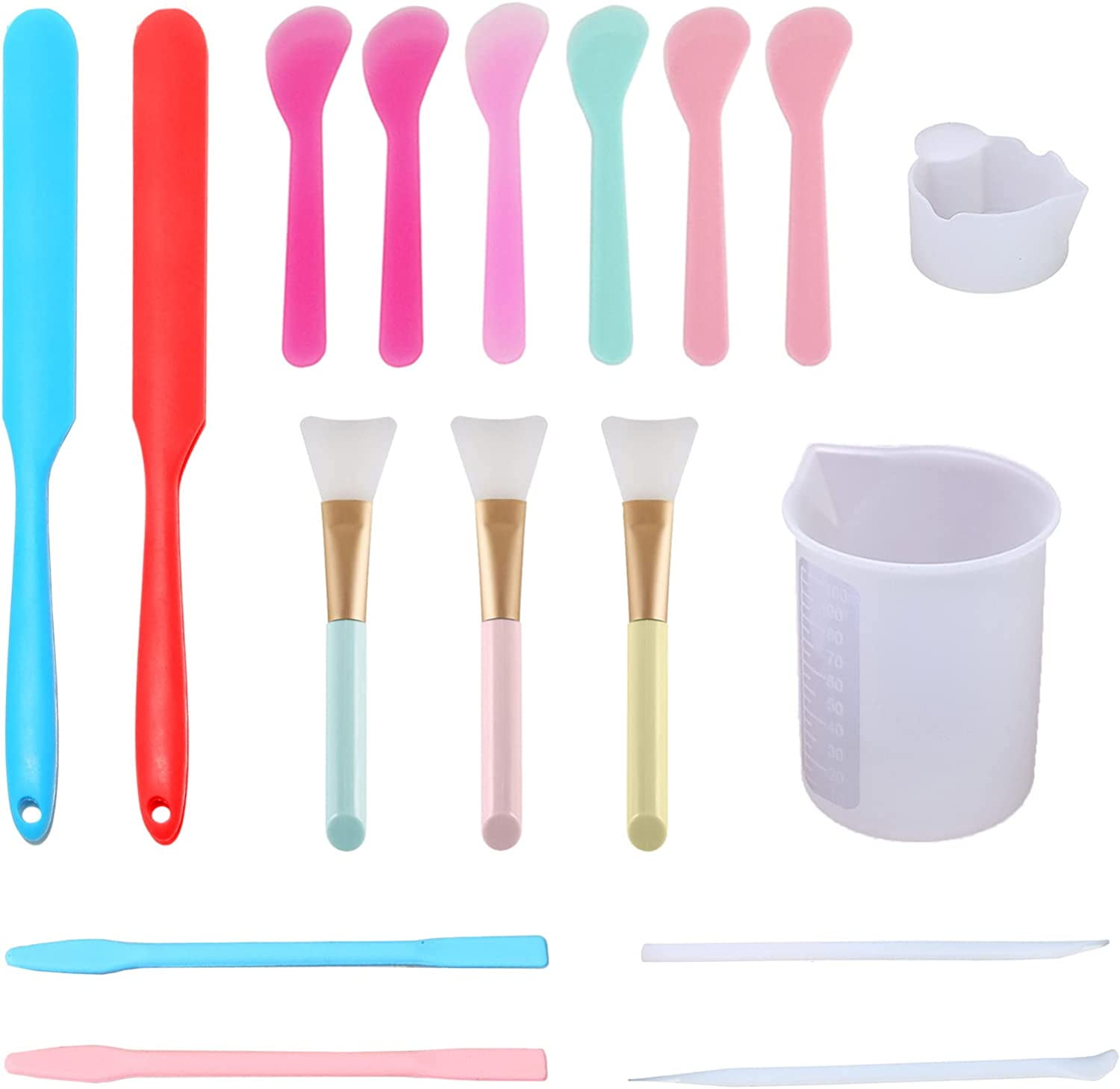 STONCEL Silicone Stir Sticks Kit, 17PCS Silicone Stirring Tool, Epoxy Resin Brush and Measuring Cups, Silicone Mixing Cups Spoon, Resin Supplies for Paint DIY Crafts Glitter Tumbler