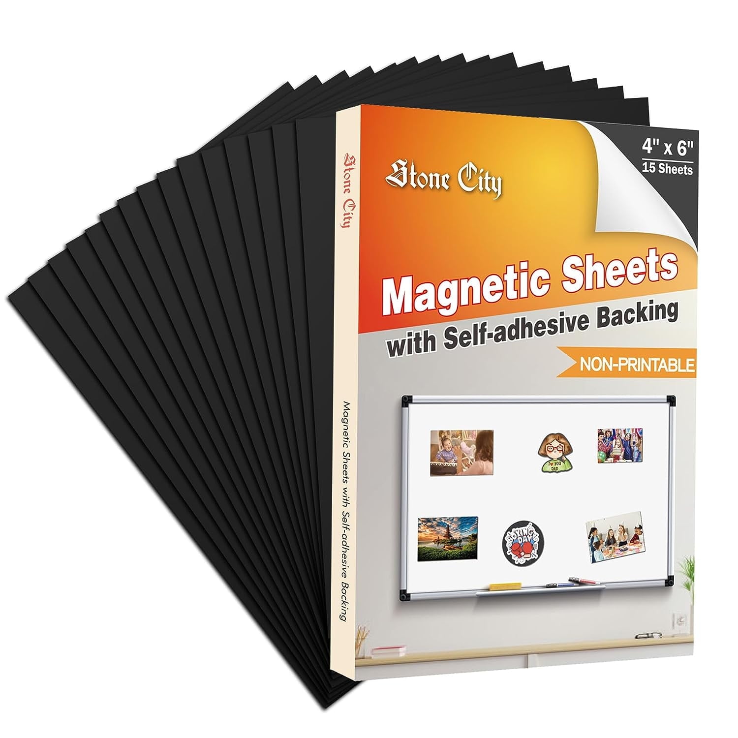 Stone City Strong Flexible Adhesive Magnetic Sheets with Adhesive Backing  8.5x11 Inch 24 Pcs 20Mil , Self-Adhesive Magnetic Sheets 