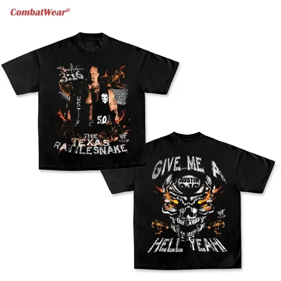 STONE COLD-TEXAS RATTLESNAKE TEE, Wrestling Graphic Tee, WWE Tee, Sports T-shirt