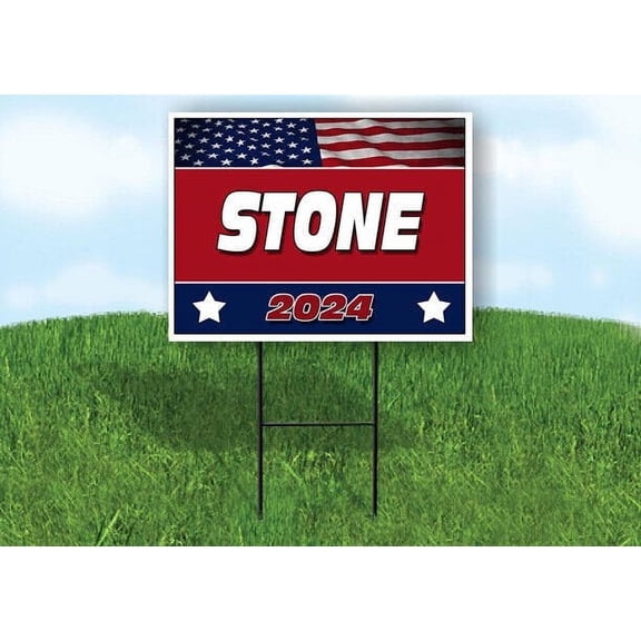 STONE FLAG RED 2024 18inx24in Yard Road Sign w/ Stand