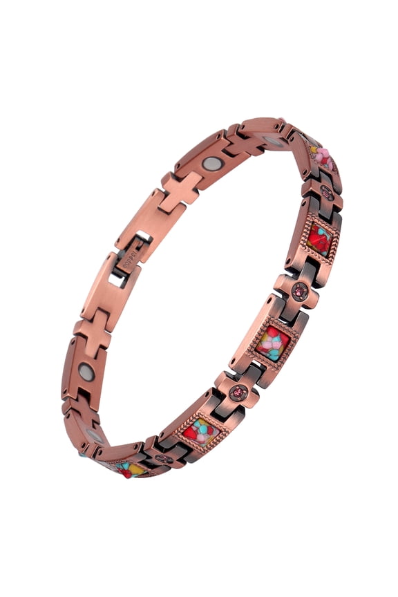 - Colorful Stone Copper Bracelets for Women or Men - 99.99% Solid Pure Copper Magnetic Bracelets Adjustable