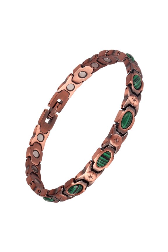 - Malachite Copper Bracelets for Women or Men - 99.99% Solid Pure Copper Magnetic Bracelets Adjustable