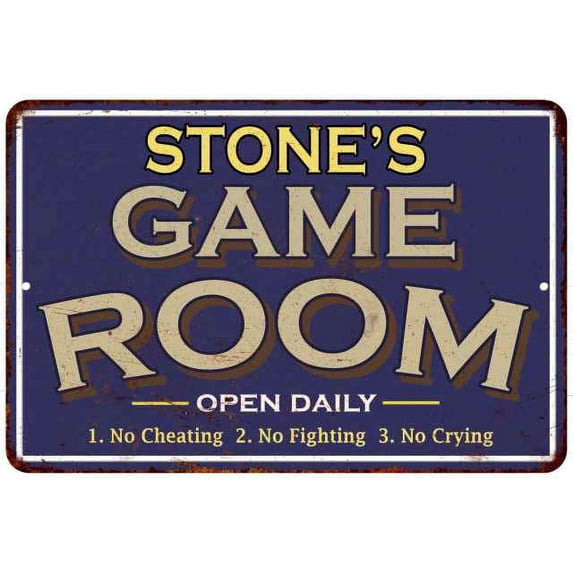 STONE'S Blue Game Room Sign Metal 12 x 18 Matte Finish Metal 112180002438