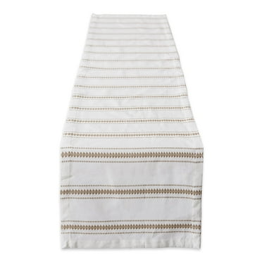 STONE ZIG DOBBY STRIPE TABLE RUNNER 14x72