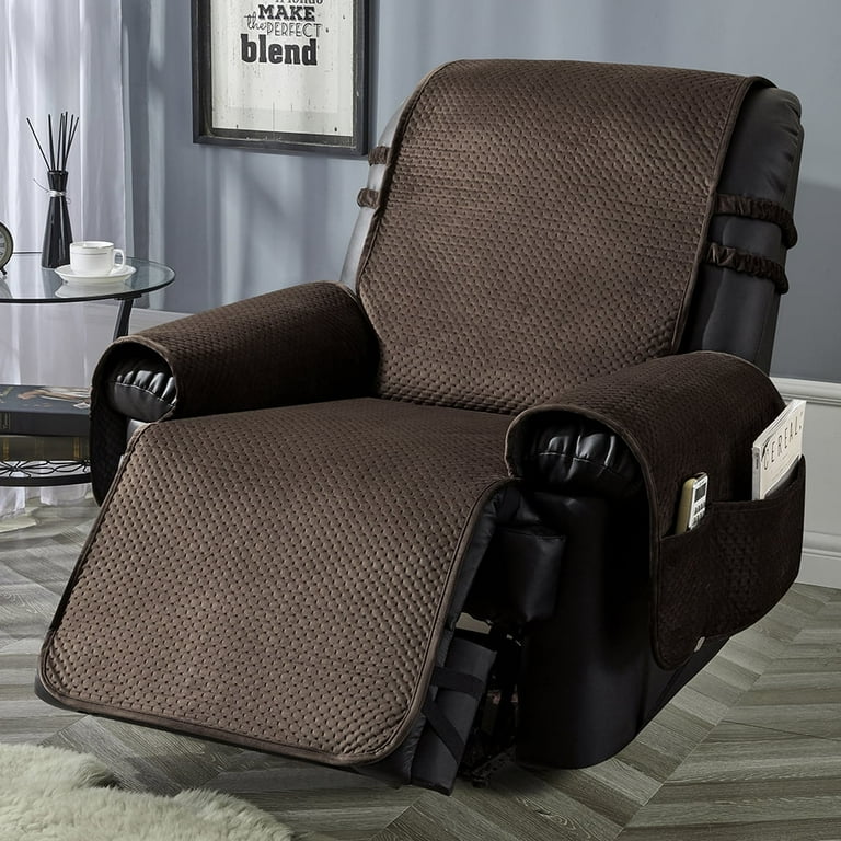 STONECREST Recliner Chair Cover Water Resistant Velvet Quilted Slipcover Stay in Place Chocolate 23 Regular Recliner Walmart