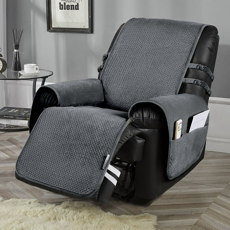 STONECREST Lazyboy Recliner Chair Cover Water Resistant Velvet Quilted Slipcover Stay in Place Grey 23 Regular Walmart