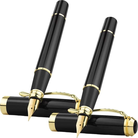 STONEGO 0.38mm Extra Fine Nib Fountain Pen - Sleek Black Metal Calligraphy Writing Pen, Ideal for Precision Writing, Professional Use, and Gift Giving