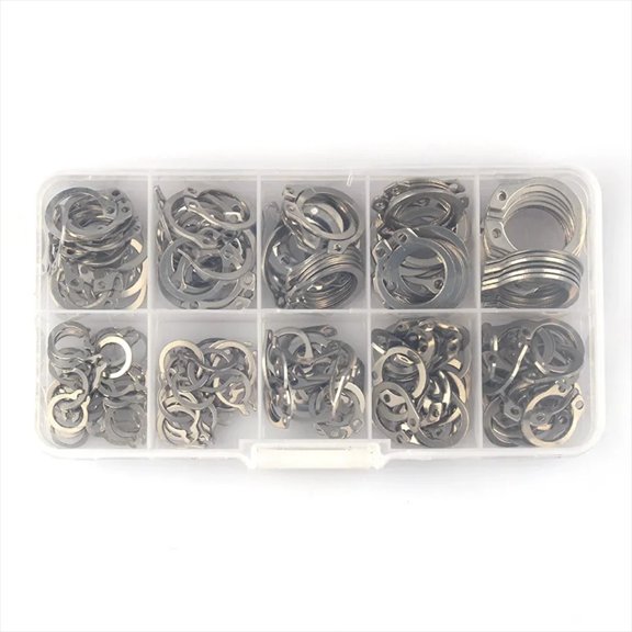 STONEGO 100Pcs/200Pcs 8-18mm 304 Stainless Steel External Circlip Retaining Ring Kit with Storage Box for Mechanical Repairs and DIY Projects