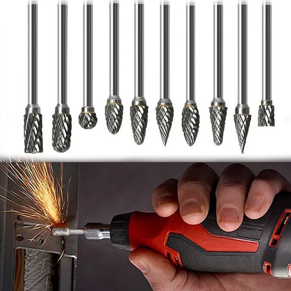 STONEGO 10Pcs/20Pcs Double Cut Carbide Rotary File Set - 3mm Handle for Woodworking, Metal Carving, Engraving, and Polishing - Durable and Precise Rotary Bits