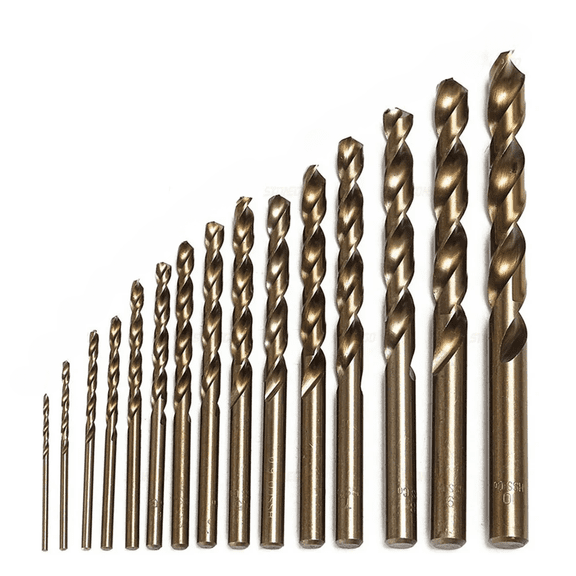 STONEGO 15PCS Cobalt Drill Bits Set - 1.5-10mm M35 HSS Co Steel, Straight Shank Twist Drill Bits for Precision Metal and Woodworking Projects, High Durability and Sharpness