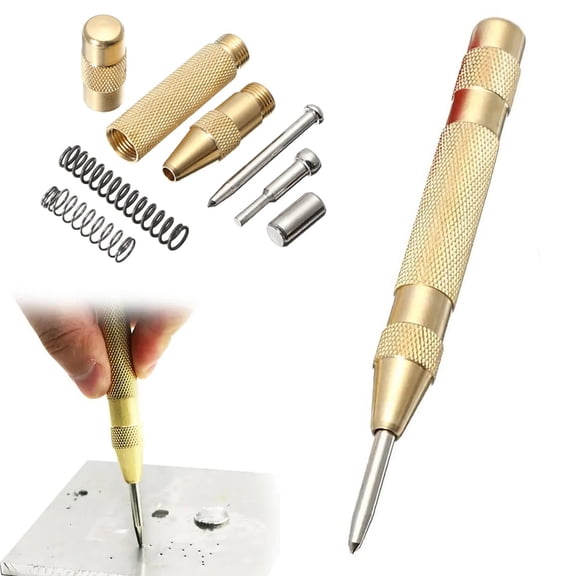 STONEGO 1PC/2PCS 130mm Automatic Center Punch Bit - Spring-Loaded for Precision Marking, Ideal for Starting Hole Center Pin Punching in Metal and Woodworking Projects