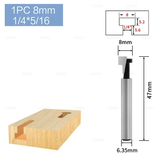 STONEGO 1PC/3PCS 1/4" Handle 6.35mm Milling Cutter - Hex Bolt Keyhole Bit, T-Type Slotting Cutter for Wood Processing; Versatile Tool for Precision Cutting and Shaping