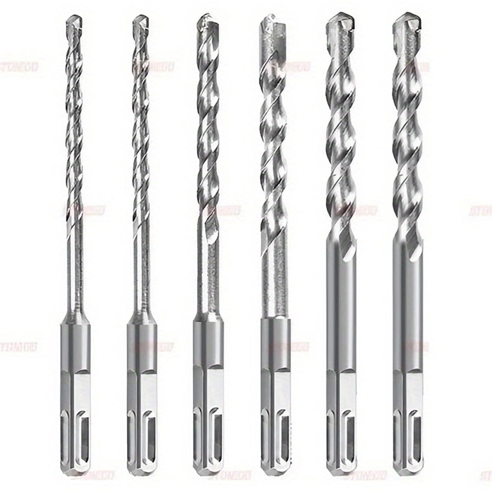 STONEGO 1PC/6Pcs Carbide Brick Drill Bit - Heavy-Duty Rotary Hammer Impact Drill Bit for Concrete, Tile, and Masonry Drilling, Available in Round and Square Shank Designs