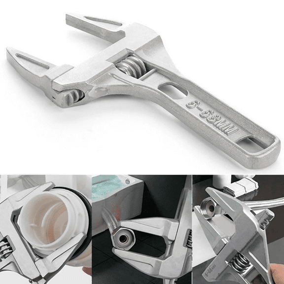 STONEGO 1PC Adjustable Aluminum Wrench - Large Opening Multifunctional Wrench for Home Repairs and Maintenance - Durable and Powerful Clamping Tool