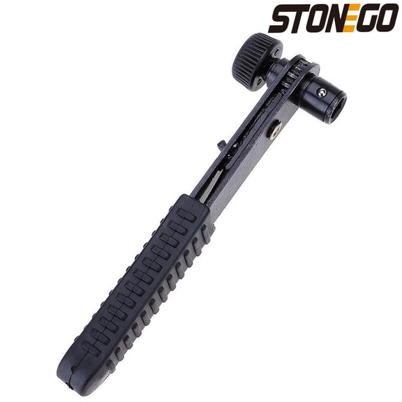 STONEGO 1PC Mini Black 1/4Inch 90 Right Angle Steel Ratchet Wrench, Mini Screwdriver Sleeve Wrench Hand Tool