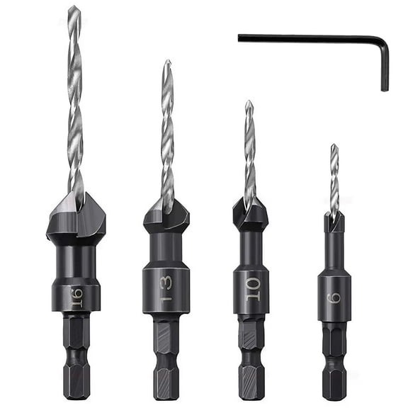 STONEGO 1Set/2Set Conical Countersunk Bit Set - Woodworking Chamfer Tools with Conical Twist Bits for Precision Countersinking and Chamfering