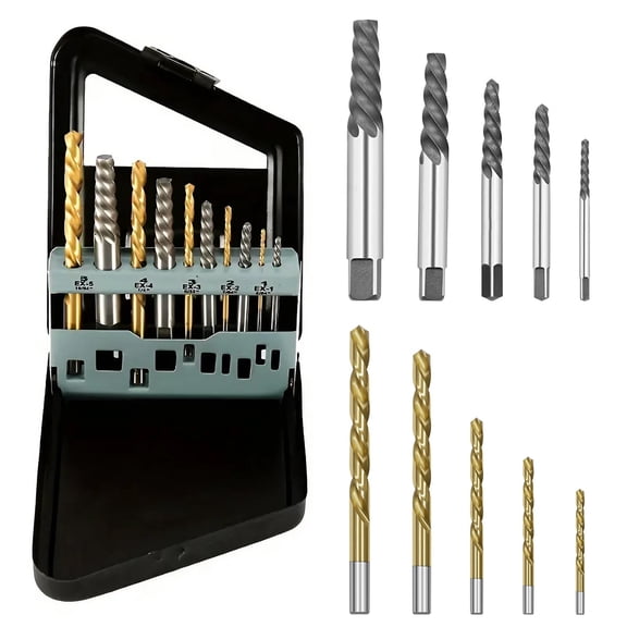 STONEGO 1Set/2Set Handy Cobalt Alloy Left Hand Bit Set - Broken Bolt and Damaged Screw Extractor Kit with Metal Housing - Durable and Efficient Removal Tools