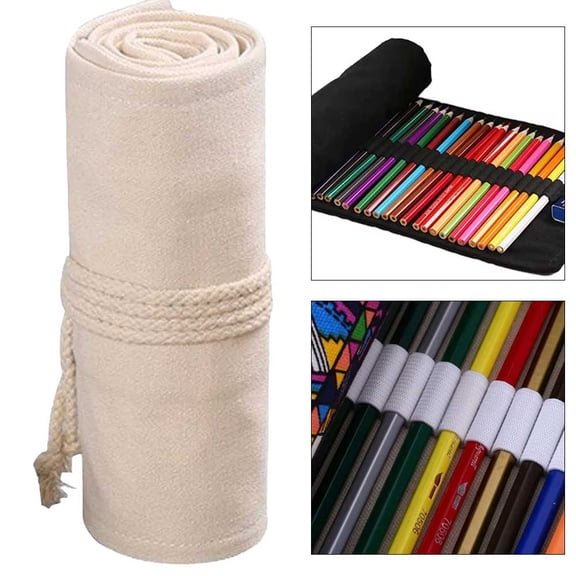 STONEGO 48/72 Holes Canvas Wrap Roll Up Pencil Pen Bag Holder Case Storage Pouch