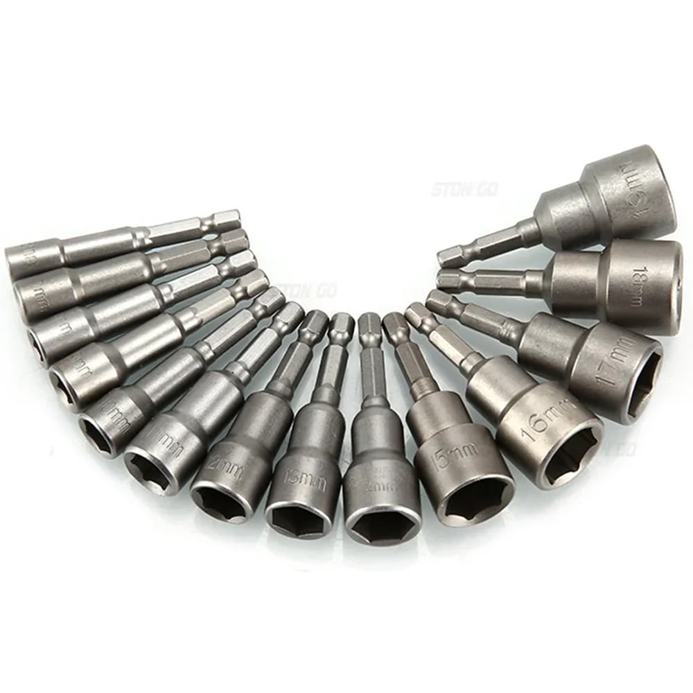 STONEGO 5/6/8/9/14Pcs Hex Magnetic Socket Sleeve Set - Nut Driver Drill Bit Adapter for Quick and Secure Fastening, Ideal for Automotive, Home Repair, and DIY Projects